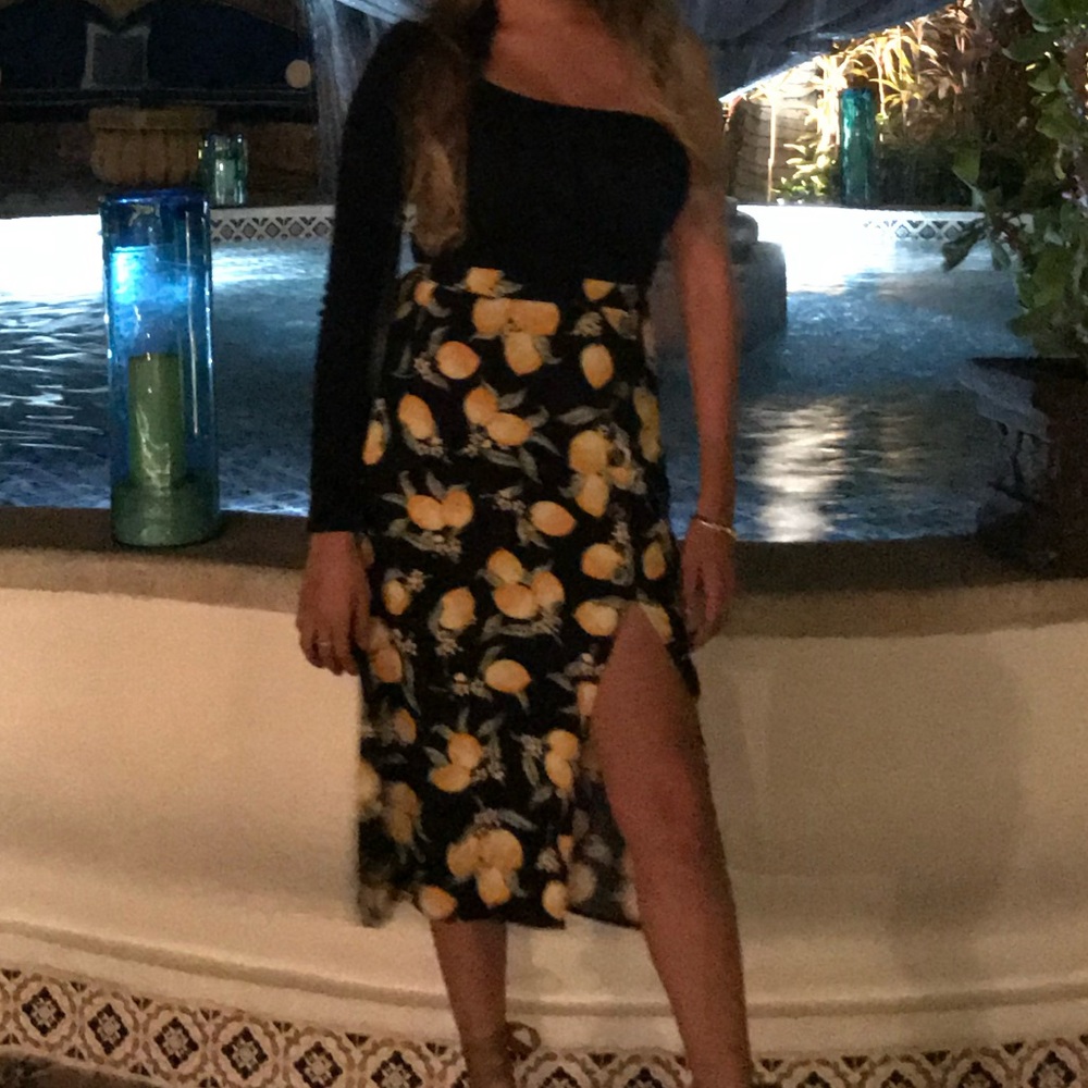 High slit midi skirt